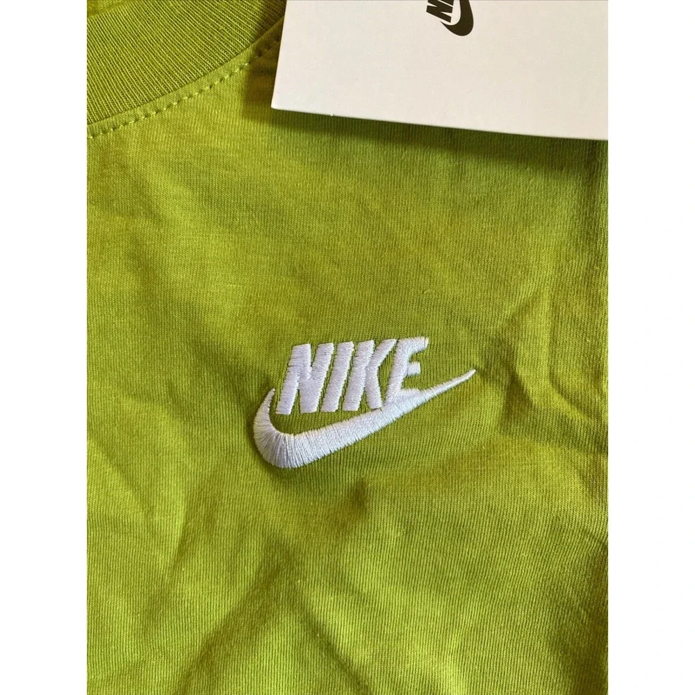 Nike Kids Sportswear T-Shirt Lime Green White Logo AR4078-392‎ Kids X-Small
